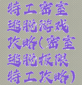 特工密室逃脱游戏攻略(密室逃脱极限特工攻略)