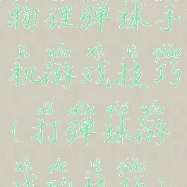 物理弹球手机游戏技巧(打弹球游戏的技巧)