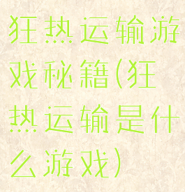 狂热运输游戏秘籍(狂热运输是什么游戏)