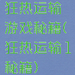 狂热运输游戏秘籍(狂热运输1秘籍)
