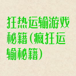 狂热运输游戏秘籍(疯狂运输秘籍)