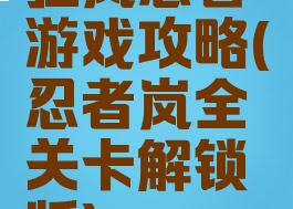 狂岚忍者游戏攻略(忍者岚全关卡解锁版)