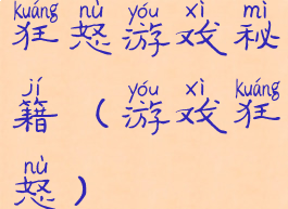 狂怒游戏秘籍(游戏狂怒)