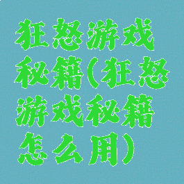 狂怒游戏秘籍(狂怒游戏秘籍怎么用)