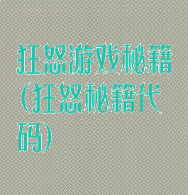 狂怒游戏秘籍(狂怒秘籍代码)