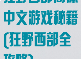 狂野西部简体中文游戏秘籍(狂野西部全攻略)