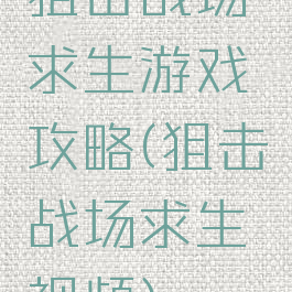 狙击战场求生游戏攻略(狙击战场求生视频)