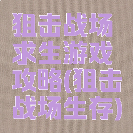 狙击战场求生游戏攻略(狙击战场生存)