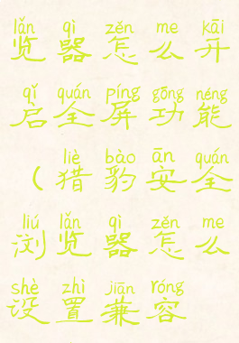 猎豹安全浏览器怎么开启全屏功能(猎豹安全浏览器怎么设置兼容模式)