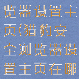 猎豹安全浏览器设置主页(猎豹安全浏览器设置主页在哪)