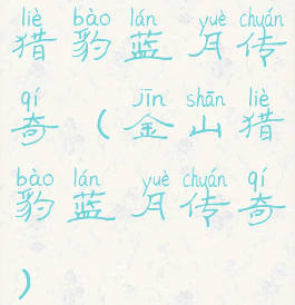 猎豹蓝月传奇(金山猎豹蓝月传奇)