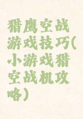 猎鹰空战游戏技巧(小游戏猎空战机攻略)