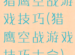 猎鹰空战游戏技巧(猎鹰空战游戏技巧大全)