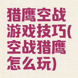 猎鹰空战游戏技巧(空战猎鹰怎么玩)