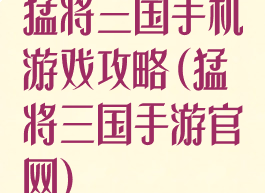 猛将三国手机游戏攻略(猛将三国手游官网)