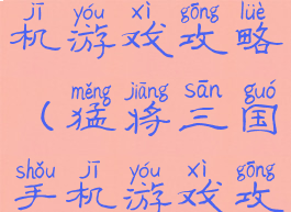 猛将三国手机游戏攻略(猛将三国手机游戏攻略视频)