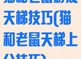 猫和老鼠游戏天梯技巧(猫和老鼠天梯上分技巧)