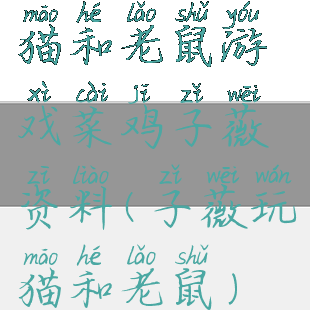 猫和老鼠游戏菜鸡子薇资料(子薇玩猫和老鼠)