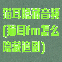 猫耳隐藏音频(猫耳fm怎么隐藏追剧)