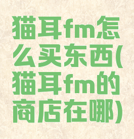 猫耳fm怎么买东西(猫耳fm的商店在哪)