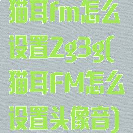 猫耳fm怎么设置2g3g(猫耳FM怎么设置头像音)
