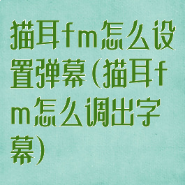 猫耳fm怎么设置弹幕(猫耳fm怎么调出字幕)