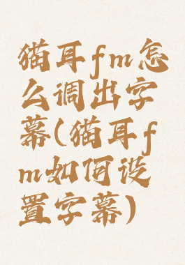 猫耳fm怎么调出字幕(猫耳fm如何设置字幕)