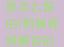 短视频解说的配音是怎么做的(剪映视频解说的配音是怎么做的)