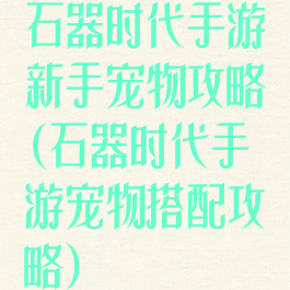 石器时代手游新手宠物攻略(石器时代手游宠物搭配攻略)