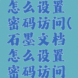 石墨文档怎么设置密码访问(石墨文档怎么设置密码访问模式)