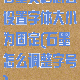 石墨文档怎么设置字体大小为固定(石墨怎么调整字号)