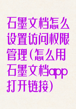 石墨文档怎么设置访问权限管理(怎么用石墨文档app打开链接)