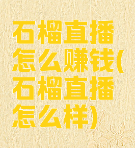 石榴直播怎么赚钱(石榴直播怎么样)