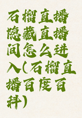 石榴直播隐藏直播间怎么进入(石榴直播百度百科)