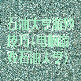 石油大亨游戏技巧(电脑游戏石油大亨)