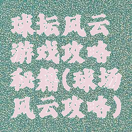 球坛风云游戏攻略秘籍(球场风云攻略)