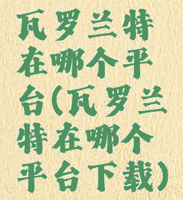 瓦罗兰特在哪个平台(瓦罗兰特在哪个平台下载)