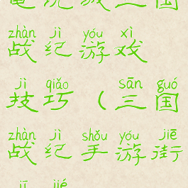 电玩城三国战纪游戏技巧(三国战纪手游街机节)