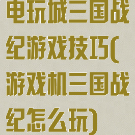 电玩城三国战纪游戏技巧(游戏机三国战纪怎么玩)