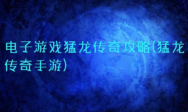 电子游戏猛龙传奇攻略(猛龙传奇手游)