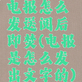 电报怎么发送阅后即焚(电报是怎么发出文字的)