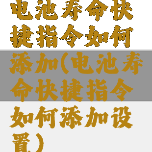 电池寿命快捷指令如何添加(电池寿命快捷指令如何添加设置)