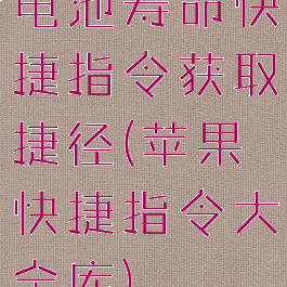 电池寿命快捷指令获取捷径(苹果快捷指令大全库)