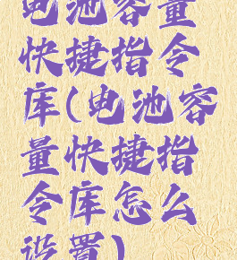 电池容量快捷指令库(电池容量快捷指令库怎么设置)