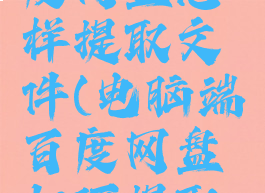 电脑版百度网盘怎样提取文件(电脑端百度网盘如何提取文件)