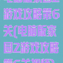 电脑版家园2游戏攻略第6关(电脑版家园2游戏攻略第6关视频)