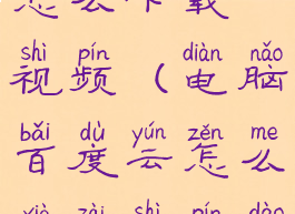 电脑百度云怎么下载视频(电脑百度云怎么下载视频到本地)