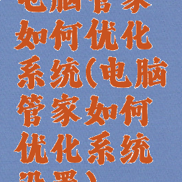 电脑管家如何优化系统(电脑管家如何优化系统设置)