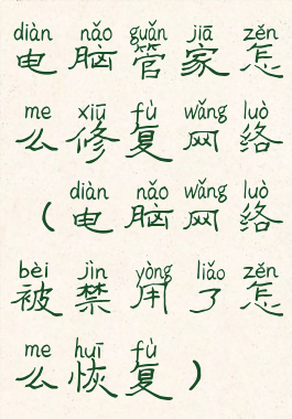 电脑管家怎么修复网络(电脑网络被禁用了怎么恢复)