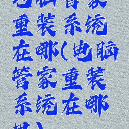 电脑管家重装系统在哪(电脑管家重装系统在哪里)